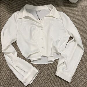Zara Cropped Button-Up Shirt